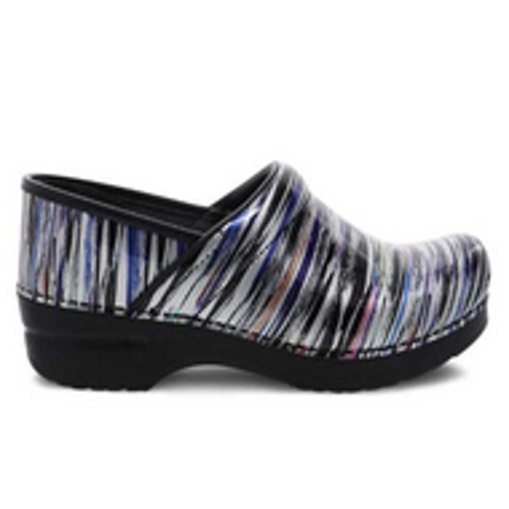 DANSKO 42 Professional Patent striped silver metallic sz 12 clogs SH180